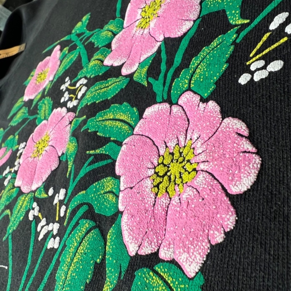 Vintage Fruit Of The Loom Wild Rose Flower Jasper Canada Nature Sweatshirt S - Picture 8 of 8